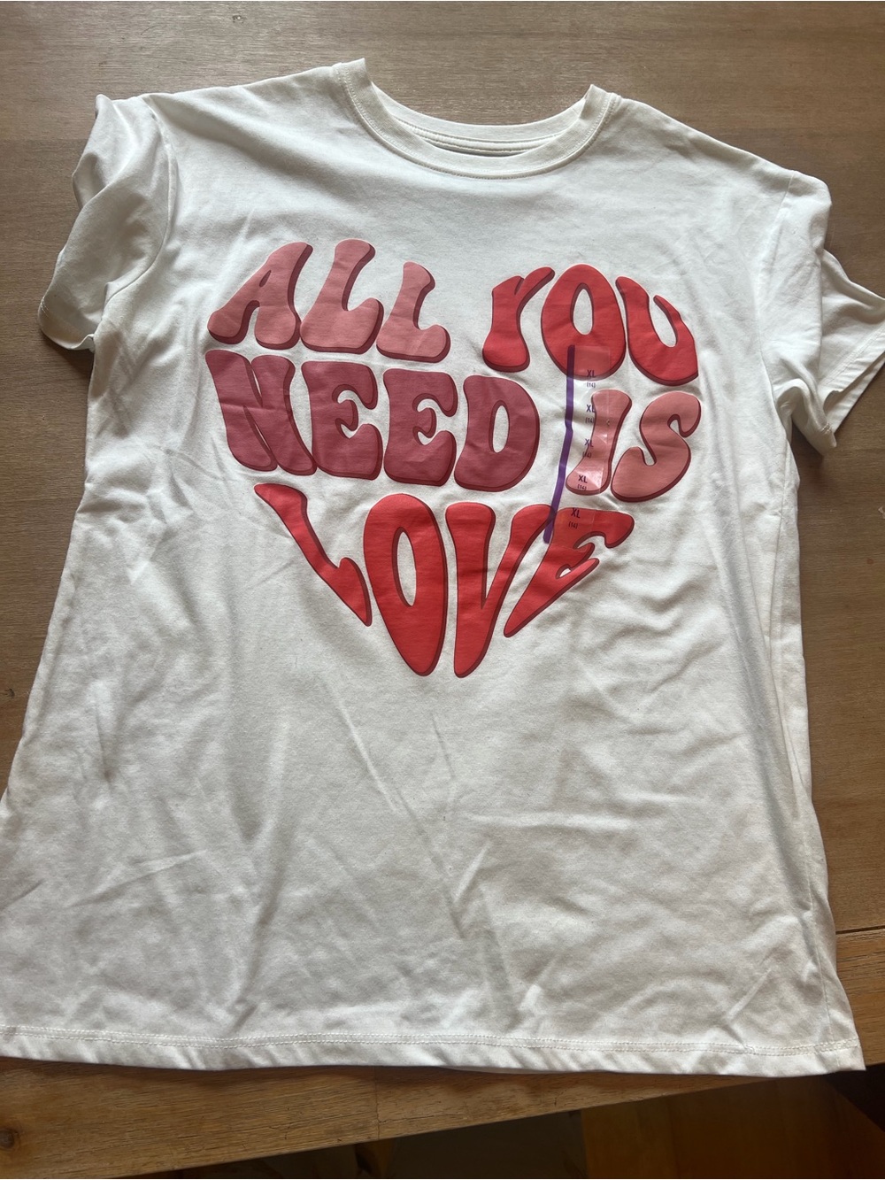 The Beatles White Tee with Red & Pink Heart 'All You Need Is Love' Graphic